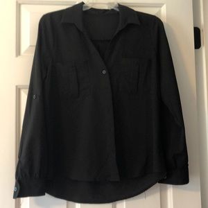 Black button down shirt that can roll up